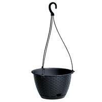 Prosperplast Hangende plantenpot/bloempot kunststof dia 22 cm/hoogte 14 cm antraciet grijs met ophanghaak