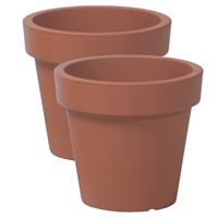 Prosperplast 2x stuks basic plantenpot/bloempot kunststof dia 16 cm/hoogte 14.5 cm terra cotta voor binnen/buiten