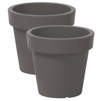 Prosperplast 2x stuks basic plantenpot/bloempot kunststof dia 16 cm/hoogte 14.5 cm steenGrijs