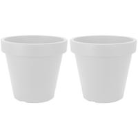 2x Witte bloempotten 20 cm - Witte plantenpotten 20 cm