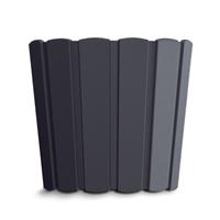Prosperplast Wood-look plantenpot/bloempot kunststof dia 29 cm/hoogte 25 cm antraciet voor binnen/buiten