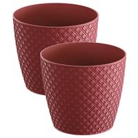 Prosperplast 2x stuks orient stijl plantenpot/bloempot kunststof dia 22 cm en hoogte 19 cm in het Rood