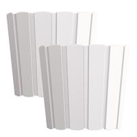 Prosperplast Set van 2x stuks wood-look plantenpot/bloempot kunststof dia 24 cm/hoogte 22 cm parel Wit
