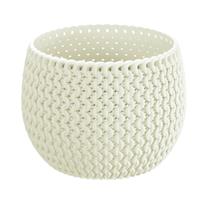 Prosperplast Plantenpot/bloempot kunststof dia 24 cm en hoogte 16 cm in het creme wit voor binnen/buiten