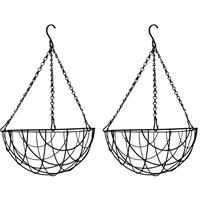 2x Zwarte bloempot hangmanden 35 cm - Hangmanden voor planten/bloem - Tuin/muur/balkon decoraties