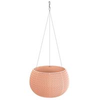 Prosperplast Plantenpot/bloempot hangend kunststof dia 24 cm en hoogte 16 cm in het zalm roze met metalen ophanghaak