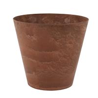 Steege Plantenpot/bloempot tijdloze natuursteen look Dia 32 cm en Hoogte 29 cm in het Artstone dark terra cotta voor binnen/buiten