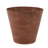 Steege Plantenpot/bloempot tijdloze natuursteen look Dia 32 cm en Hoogte 29 cm in het Artstone dark terra cotta voor binnen/buiten