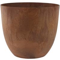 Steege Bloempot/plantenpot gerecycled kunststof/steenpoeder Terra bruin dia 38 cm en hoogte 33 cm voor binnen/buiten - Met drainagesysteem