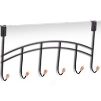 Zeller 3x Zwarte deur kapstokken met 6 haken cm -