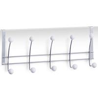 Zeller 3x Zilver/witte deur kapstokken met 5 haken 48 cm -