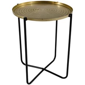 Lesli Living Gouden ronde plantentafel/plantenstandaard/bijzettafel/oppottafel 50 cm -
