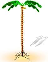 costway Kunstmatige Verlichte Palmboom met LED-verlichting Opvouwbare Basis LED Palmboom 118 x 80 x154 cm