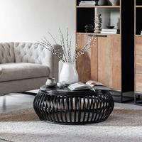 MUST Living Salontafel Positano Rotan, 90cm - Zwart