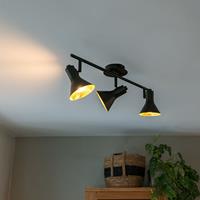 qazqa Moderner Deckenspot schwarz/gold 3-Flammig - Magno - Schwarz