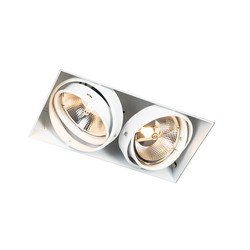 qazqa Einbauspot weiß GU10 AR111 randlos 2-flammig - Oneon - Weiß