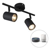 QAZQA Smart Spot schwarz kippbar inkl. 2 WiFi GU10 - Jeana 2