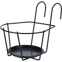 Bellatio Zwarte bloempot muurhanger voor plantenpot diameter 17 cm metaal -