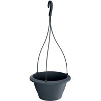 Prosperplast 1x Antraciet kunststof hangende Respana bloempotten/plantenpotten 21 cm met kunststof haak -