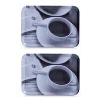 Zeller 5x Dienbladen kunststof met koffieprint 30 x 22 cm -