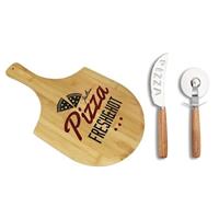 Houten pizza snijplank/bord 53 cm met pizzasnijder -