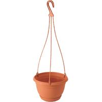 Prosperplast 1x Stuks hangende kunststof Agro terracotta bloempot/plantenpot met schotel 3 liter -