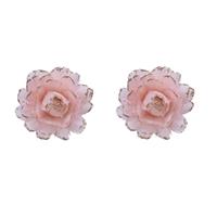 Bellatio 2x stuks decoratie bloemen lichtroze met veertjes op clip 11 cm -