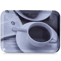 Zeller 2x Dienbladen kunststof met koffieprint 30 x 22 cm -