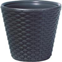 Prosperplast 1x Stuks kunststof Rato rotan bloempotten/plantenpotten antraciet 30 cm -