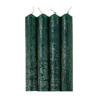 Xenos Dinerkaarsjes set van 4 - donkergroen -14 cm