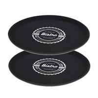 2x stuks zwart anti-slip dienbladen kunststof 36 cm bistro -