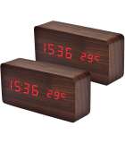 QMust 2 stuks Houten digitale wekker klok - Bruin