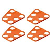 4x Oranje plastic bier tray voor 6 glazen -