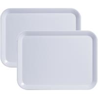 Zeller Set van 2x stuks witte dienbladen rechthoek melamine 44 x 32 cm -