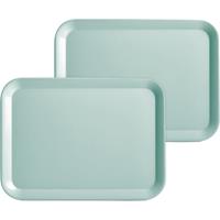 Zeller Set van 2x stuks aqua blauwe dienbladen rechthoek melamine 44 x 32 cm -