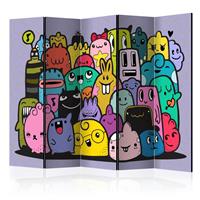 Karo-art Vouwscherm - Monsters van 3de C graad gemonteerd geleverd, dubbelzijdig geprint (kamerscherm)225x172 cm