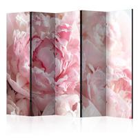 Karo-art Vouwscherm - Roze pioenrozen, gemonteerd geleverd, dubbelzijdig geprint (kamerscherm)225x172cm