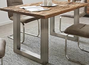 DELIFE Esstisch Reclaimed 140x90 cm Vintage-Optik Edelstahl breit