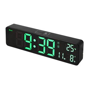 huismerk 6625D LED Digitale Wekker Lichtgevende Desktop Timer Temperatuur Display Wekker (Black Shell Green Light)