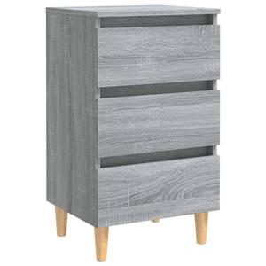 VidaXL Nachtkastje Met Houten Poten 40x35x69 Cm Grijs Sonoma Eiken