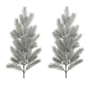 Bellatio 6x stuks kersttakken/dennentakken 23 cm groen met sneeuw kerstversiering - Groene kunsttakjes/dennentakken kerstdecoratie