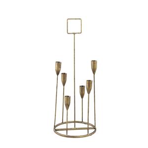 Ptmd Collection Carree Meervoudige Kandelaar  21 x 20 x 52 cm  Metaal  Goud