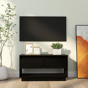 vidaXL TV-Schrank Schwarz 74x34x40 cm Massivholz Kiefer 