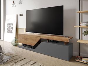 Mobistoxx Tv-meubel CESAR 2 deuren antraciet/wotan eik