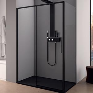 Lacus Douchecabine  Torcello Aluminium Helder Glas Zwart (alle maten)