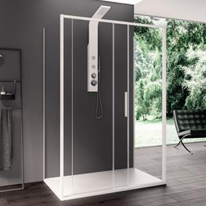 Lacus Douchecabine  Torcello Aluminium Helder Glas Wit (alle maten x2 zijwanden)