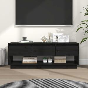 VidaXL Tv-meubel 110,5x34x40 cm massief grenenhout zwart
