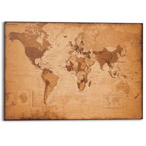 Praxis Decoratief paneel Vintage wereldkaart met topografie 140x100cm MDF