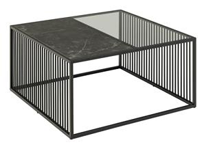 ACTONA GROUP Couchtisch "Strington Sofatisch, Kaffetisch", schwarzer Marmoroptik, gehärtetem Glas, Metalllamellen, Breite 120 cm