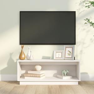VidaXL Tv-meubel 90x35x35 cm massief grenenhout wit